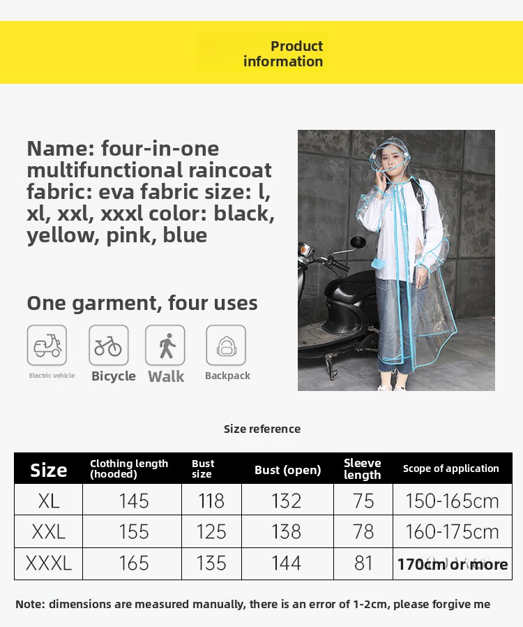 Transparent EVA Rain Poncho Ho – Cycling Commute Rain Bewertung und Preis