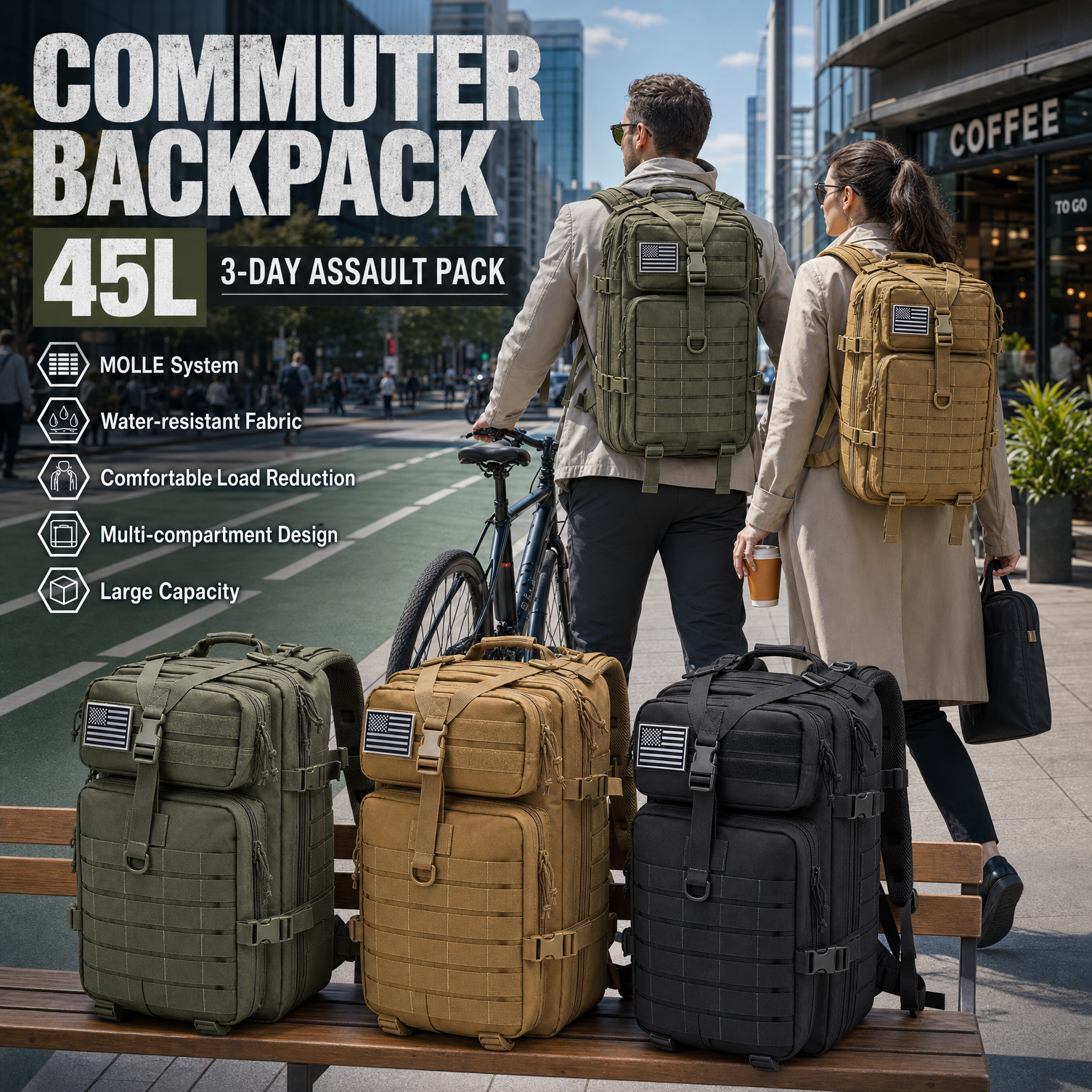 Men 45L Tactical Backpack Moll – Cycling Commuter Backpack Laptop Bewertung und Preis